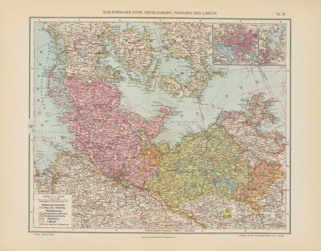 Schleswig Holstein Mecklenburg Hamburg Und Lubeck Wall Art by Geographisches Institut der Flemming-Wiskott - High-Resolution Digital Print