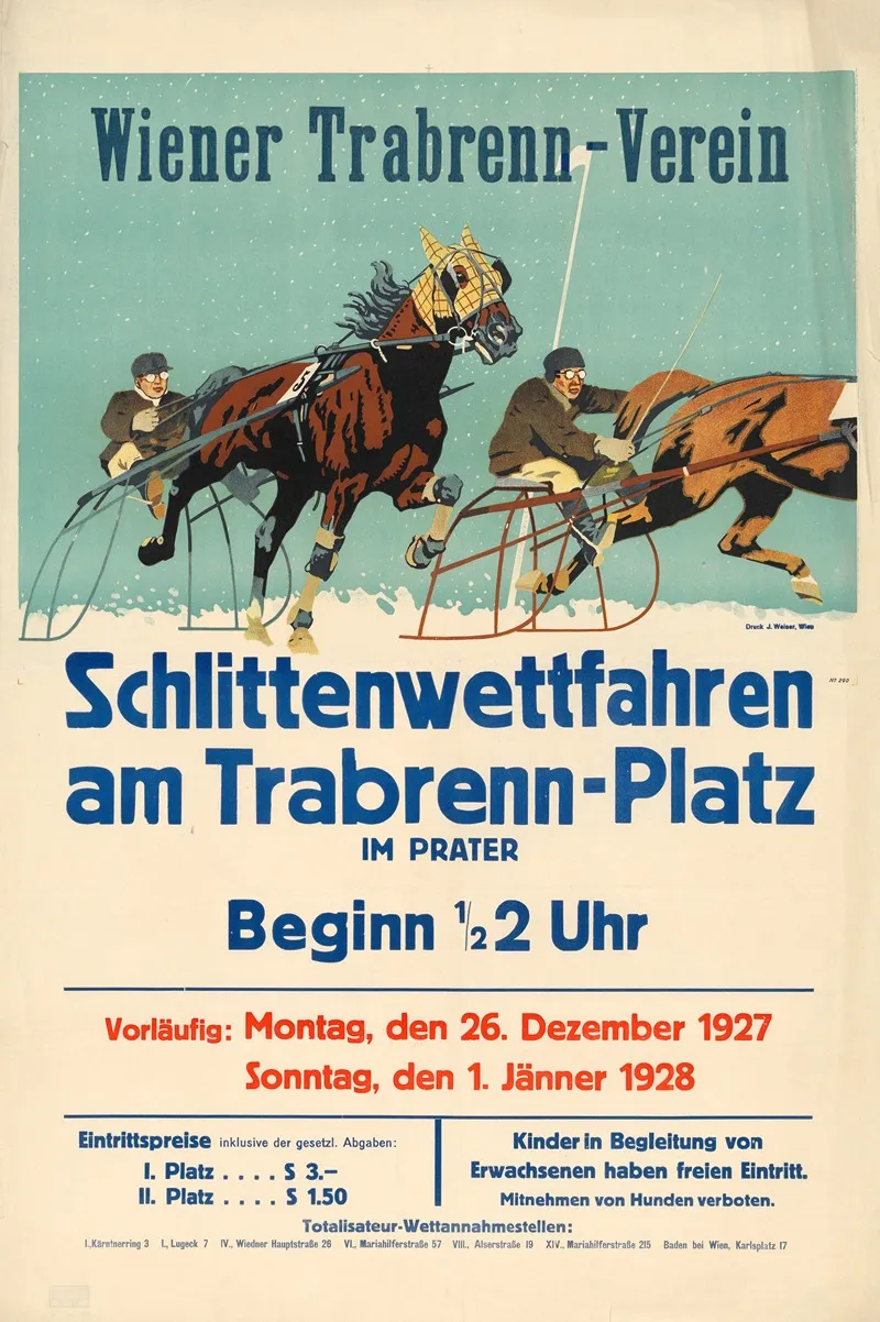 Schlittenwettfahren Am Trabrennplatz Im Prater Wall Art by J. Weiner - High-Resolution Digital Print