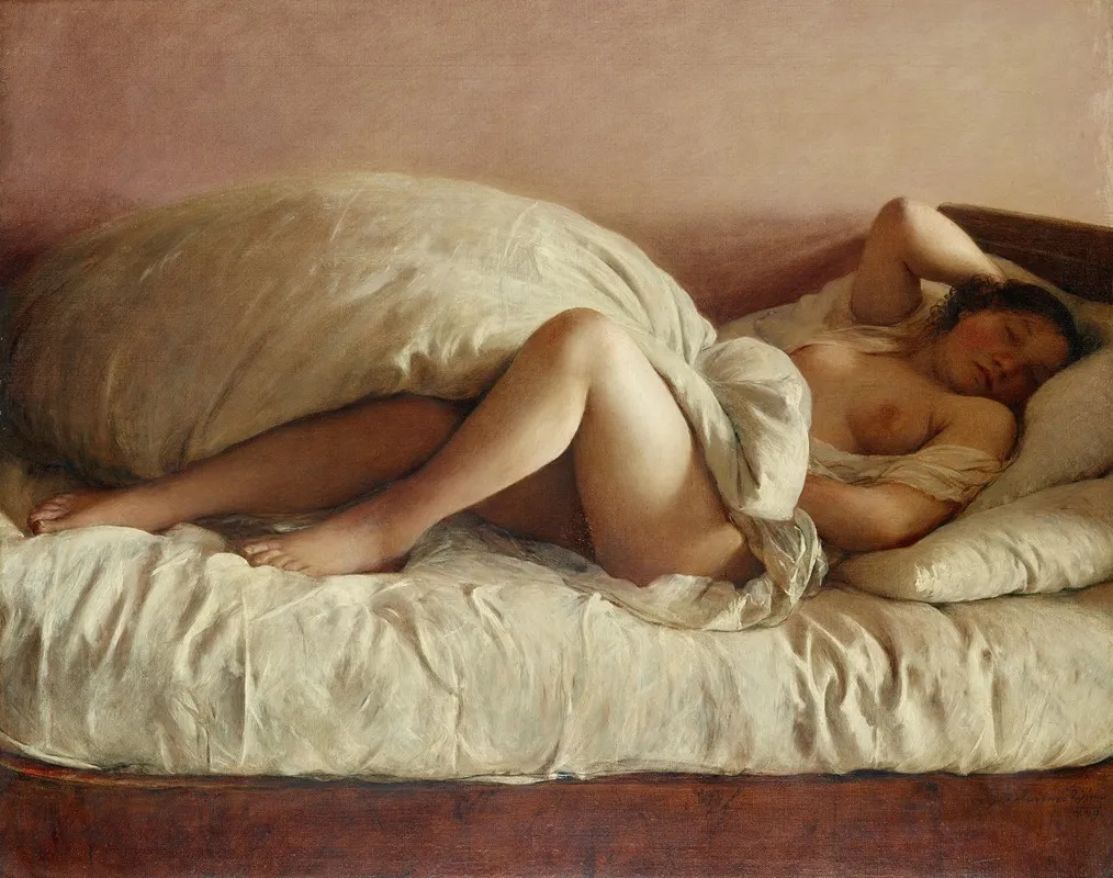 Schlummernde Frau Wall Art by Johann Baptist Reiter - High-Resolution Digital Print