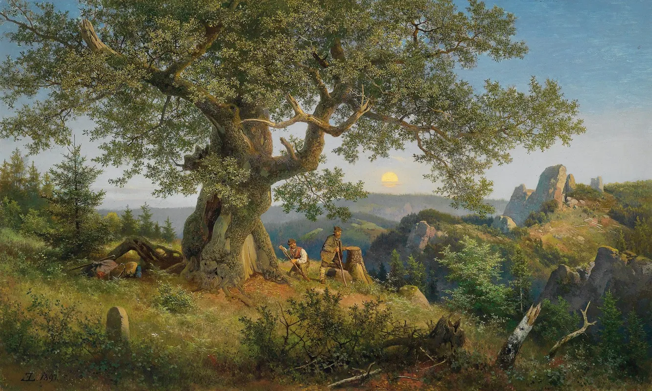 Schmuggler Unter Einer Alten Eiche Bei Mondaufgang