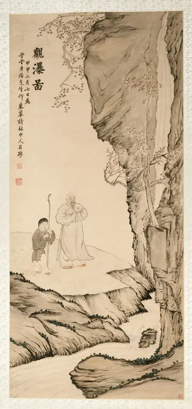Scholar Watching The Waterfall