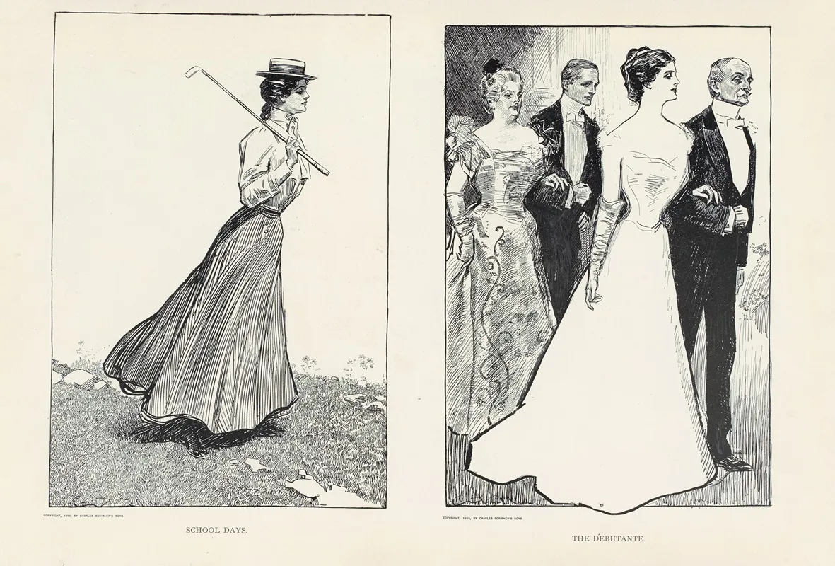 School Days The Debutante Wall Art by Charles Dana Gibson - High-Resolution Digital Print