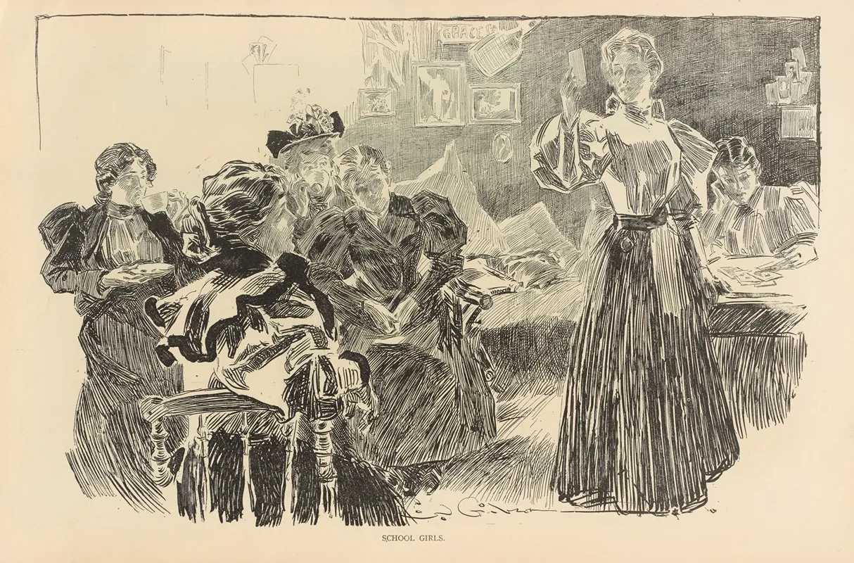 School Girls 2 Wall Art by Charles Dana Gibson - High-Resolution Digital Print