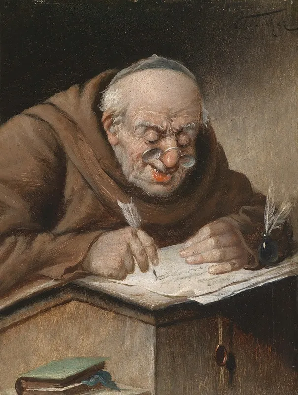 Schreibender Monch Wall Art by Carl Schleicher - High-Resolution Digital Print
