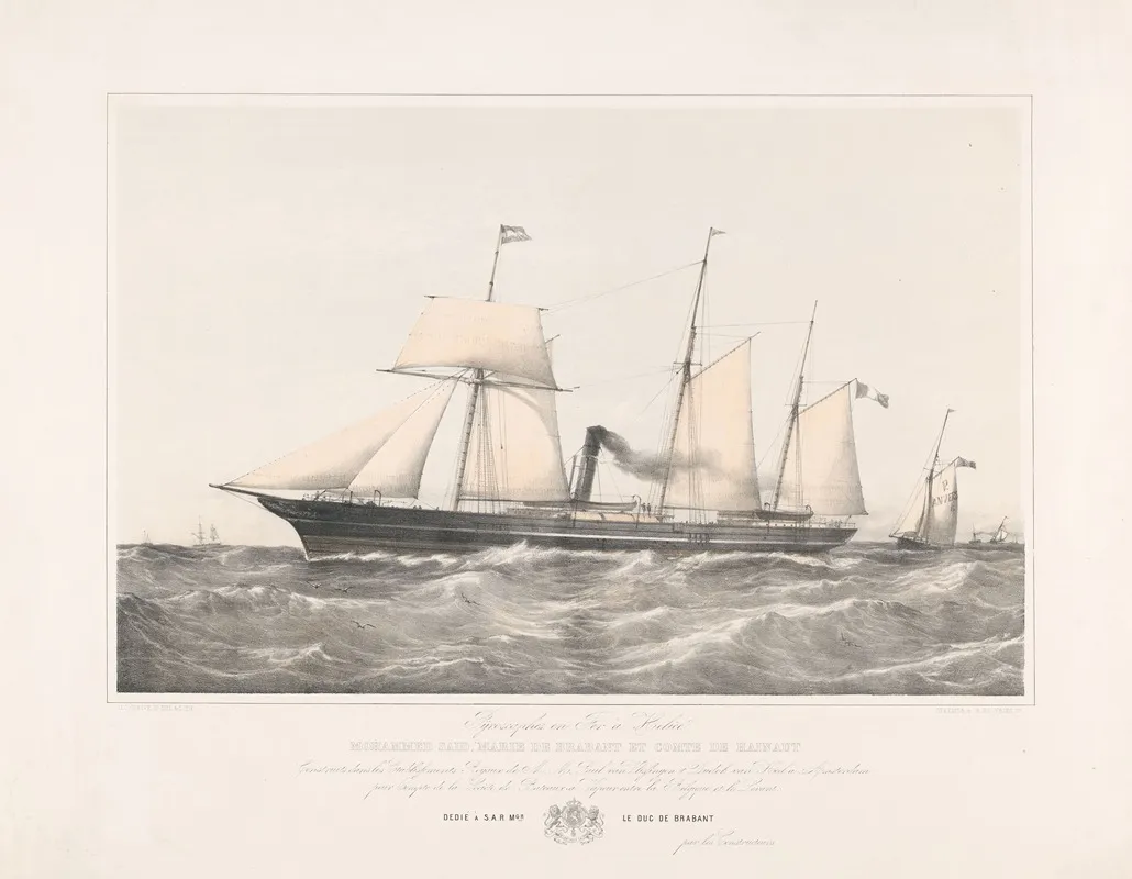 Schroefstoomschip Mohammed Said Marie De Brabant Et Comte De Hainaut Varend Op Zee Pijroscaphes En Fer A Helice Wall Art by Johan Conrad Greive - High-Resolution Digital Print
