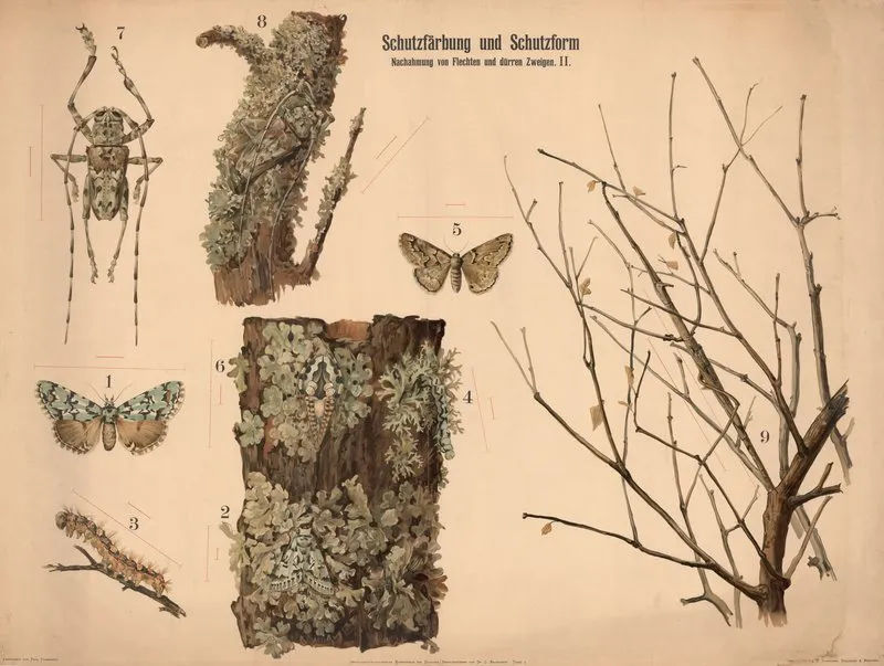 Schutsfarbund Und Schutsform Nachahmung Von Flechten Und Durren Zweigen 2 Wall Art by Paul Flanderky - High-Resolution Digital Print