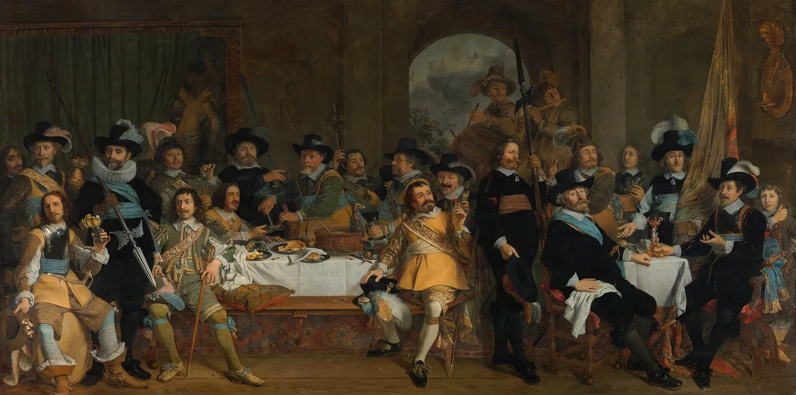 Schuttersmaaltijd Van Wijk I Met Kolonel Jan Van De Poll En Kapitein Gijsbert Van De Poll Wall Art by Johannes Spilberg - High-Resolution Digital Print
