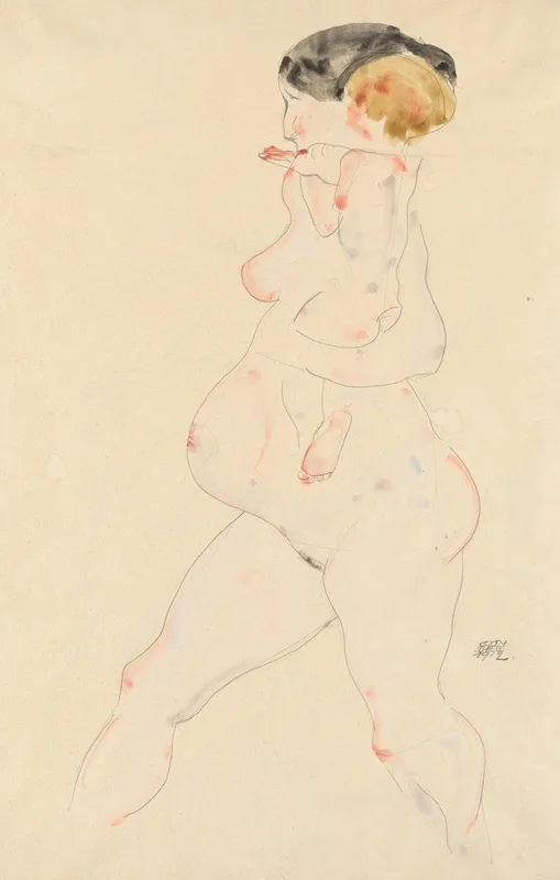 Schwangere Frau Mit Kind Auf Dem Arm Wall Art by Egon Schiele - High-Resolution Digital Print