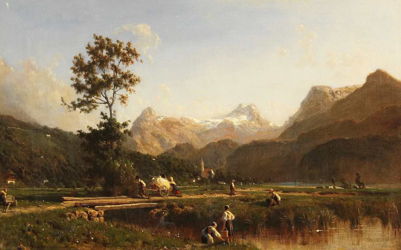 Schweizer Alpenlandschaft Wall Art by Karl Girardet - High-Resolution Digital Print