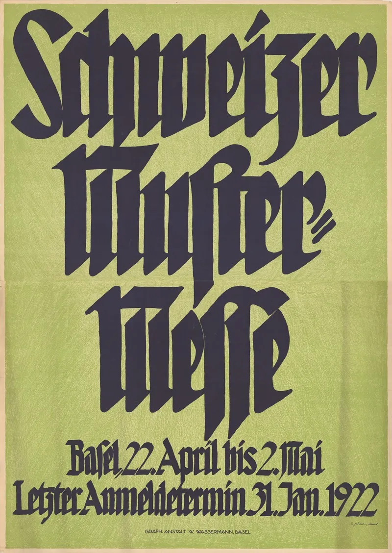 Schweizer Muster Messe Basel 22 April Bis 2 Mai Letzter Anmeldetermin 31 Jan 1922 Wall Art by Robert Stöcklin - High-Resolution Digital Print