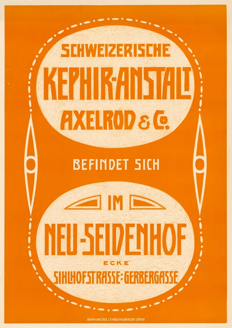 Schweizerische Kephir Anstalt Axelrod Co Wall Art by J. E. Wolfensberger - High-Resolution Digital Print