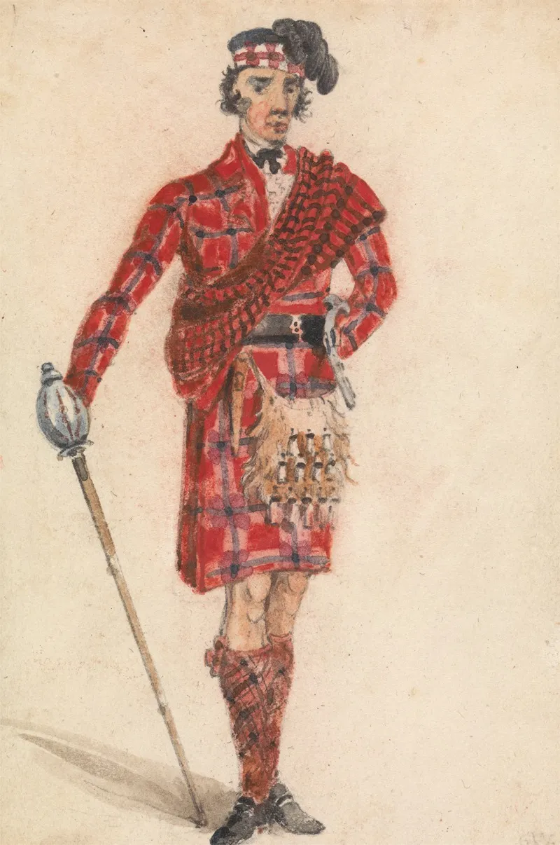 Scotsman With Sword Modern Dress Of A Highland Chieftan Wall Art by George Walker - High-Resolution Digital Print