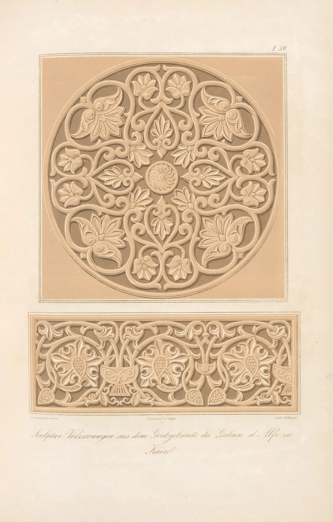 Sculptur Verzierung Aus Dem Grabgebaude Des Galaon El Alfi Zu Kairo Wall Art by Friedrich Maximilian Hessemer - High-Resolution Digital Print