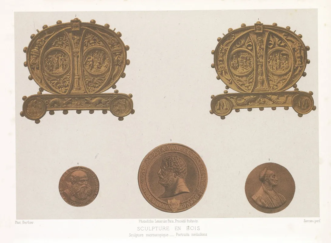Sculpture Microscopiques Portraits Medaillons Wall Art by Joseph Rose Lemercier - High-Resolution Digital Print