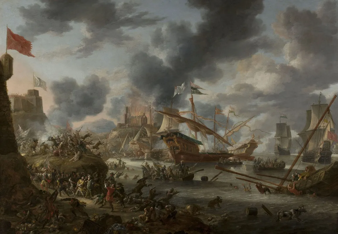 Sea Battle Between Christians And The Turks Wall Art by Jan Peeters the elder - High-Resolution Digital Print