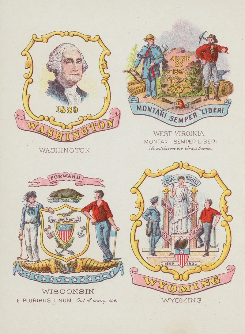 Seals And Coats Of Arms Of America Pl 13 Wall Art by Chase &amp; Sanborn - High-Resolution Digital Print