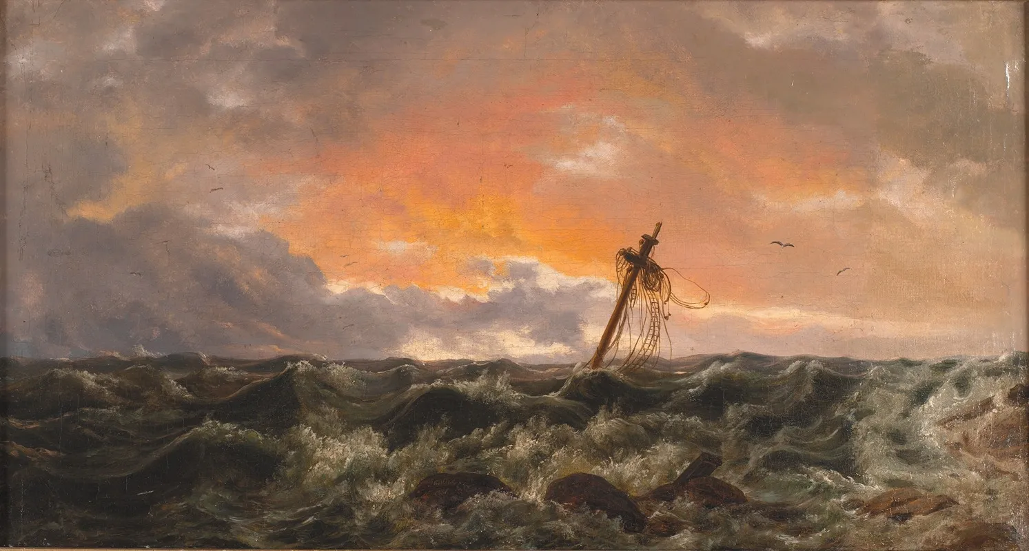 Seascape With A Wreck Wall Art by Johan Christian Dahl - High-Resolution Digital Print