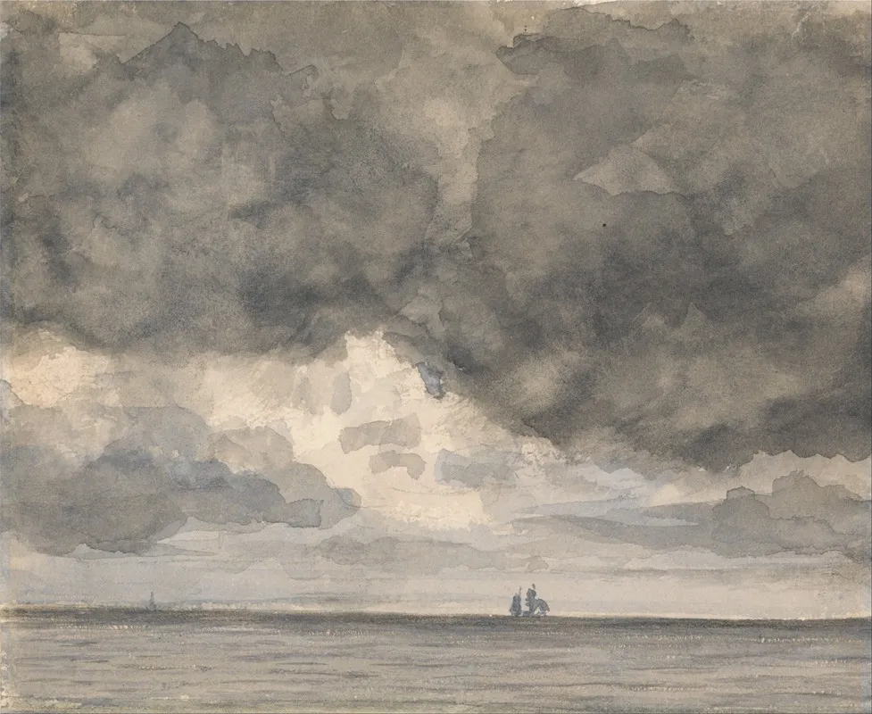Seascape With Ship And Overhanging Sky