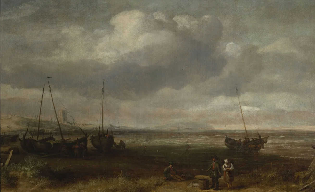 Seaside In Scheveningen With Fishing Boats