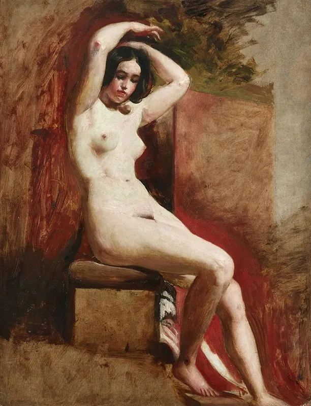 Seated Academic Nude Wall Art by William Etty - High-Resolution Digital Print