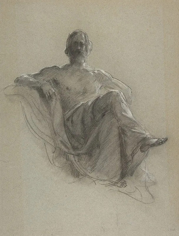 Seated Bearded Man Nude To The Waist Jupiter Seated Wall Art by Isidore Pils - High-Resolution Digital Print