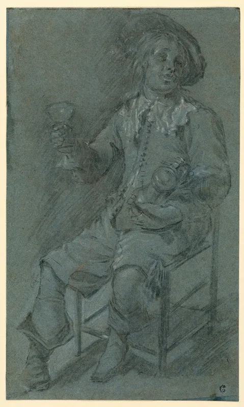 Seated Cavalier With Wine Glass Wall Art by Jacob Duck - High-Resolution Digital Print