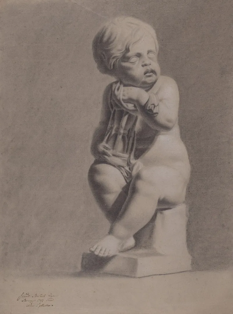 Seated Child With Hourglass 2 Wall Art by François Bulaert - High-Resolution Digital Print