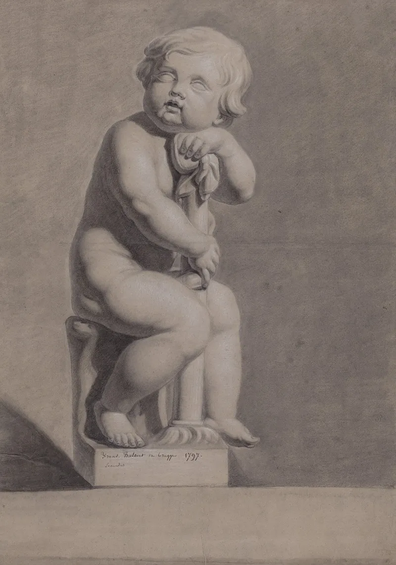 Seated Child With Small Column Wall Art by Joannes Castille  - High-Resolution Digital Print