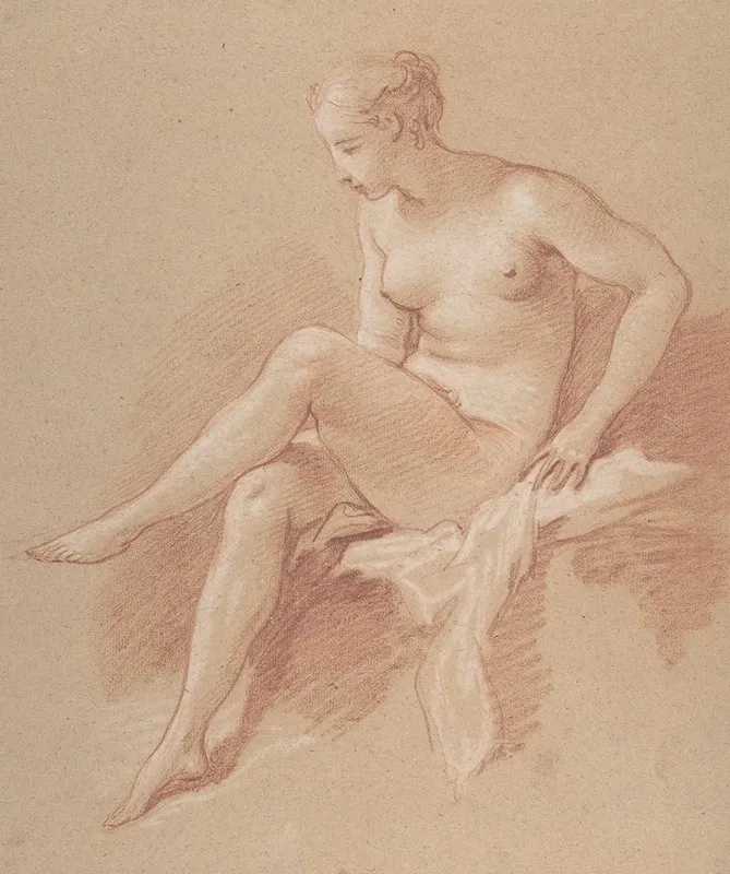 Seated Female Nude 11 Wall Art by François Boucher - High-Resolution Digital Print