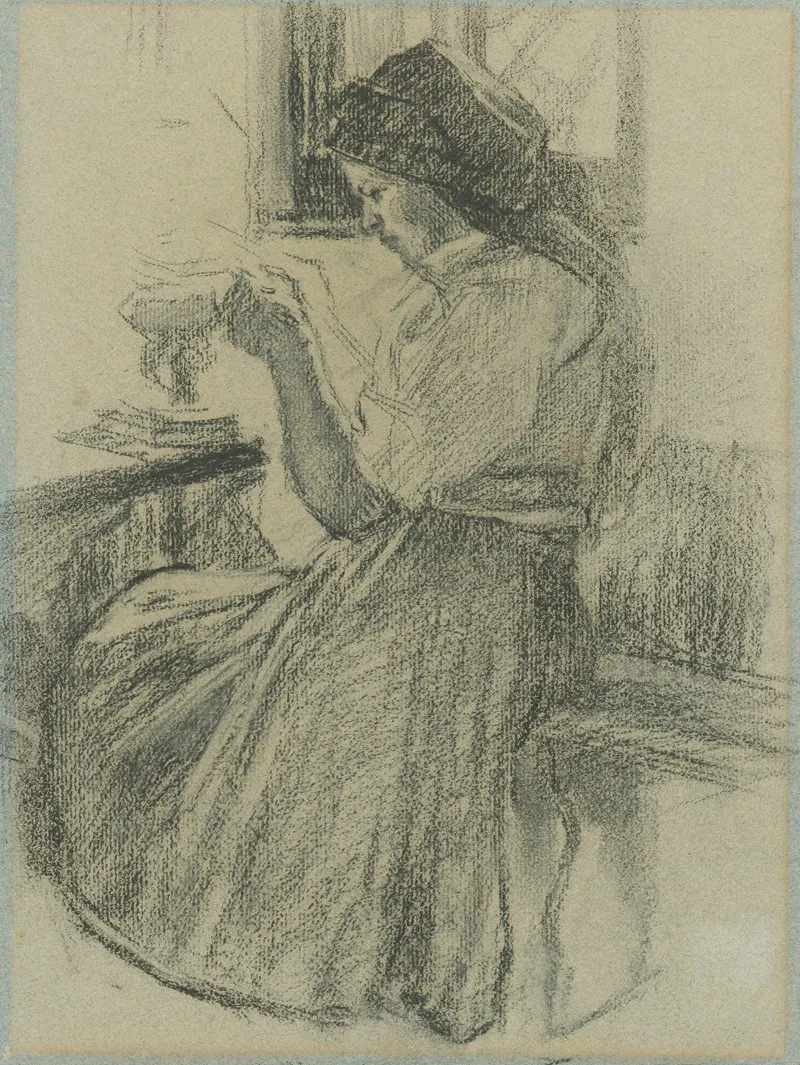 Seated Girl In A Folk Costume Wall Art by Cyril Mandel - High-Resolution Digital Print