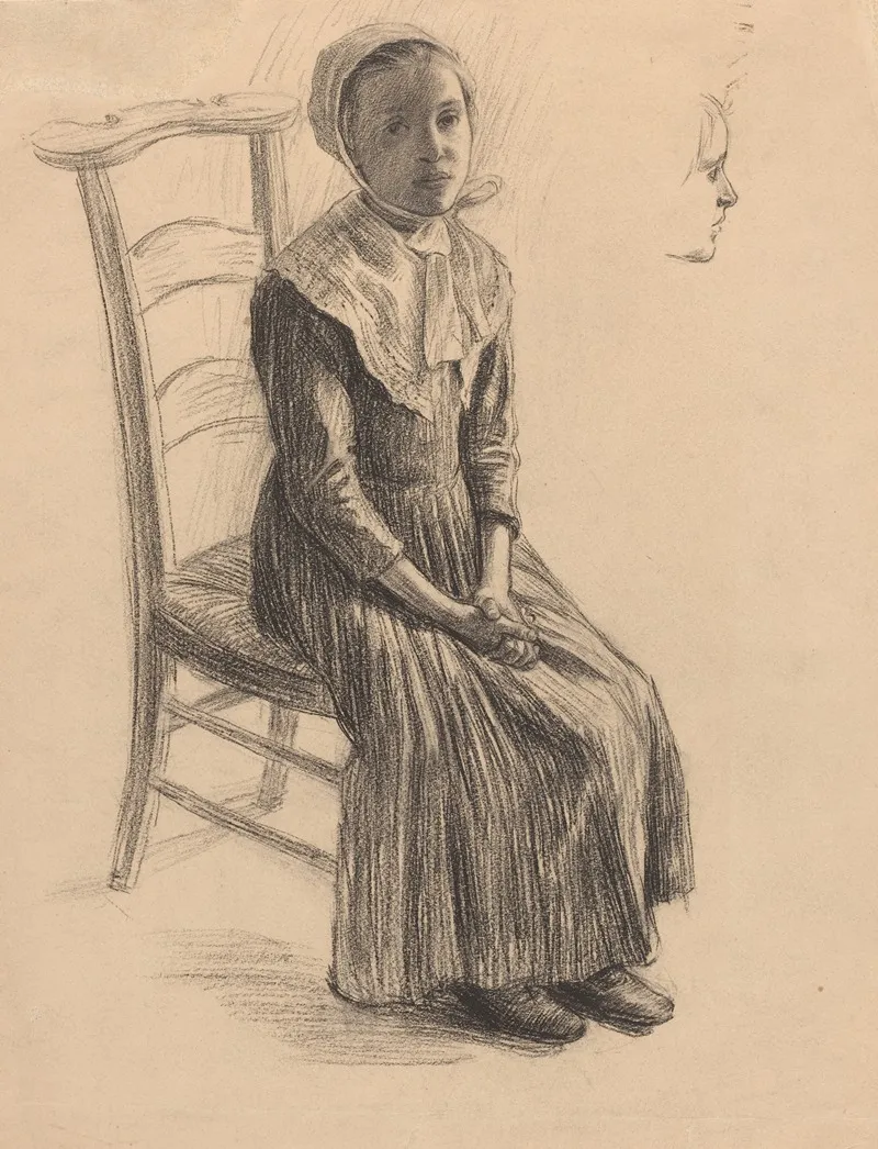 Seated Girl In Peasant Costume Wall Art by Swiss 19th Century - High-Resolution Digital Print