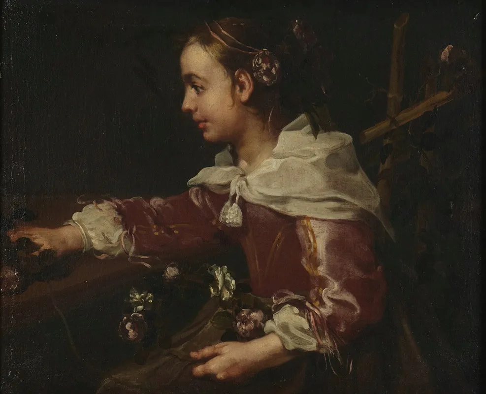 Seated Girl With Wreaths Of Roses Wall Art by Bernhard Keil - High-Resolution Digital Print