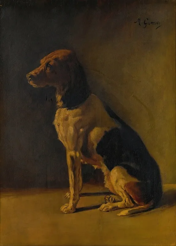 Seated Hound Wall Art by M. Gurcin - High-Resolution Digital Print