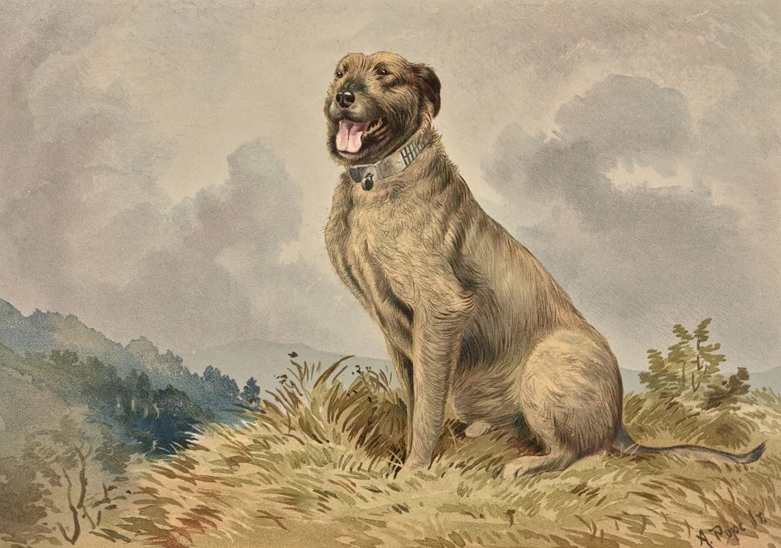 Seated Irish Wolfhound Wall Art by Alexander Pope Jr. - High-Resolution Digital Print