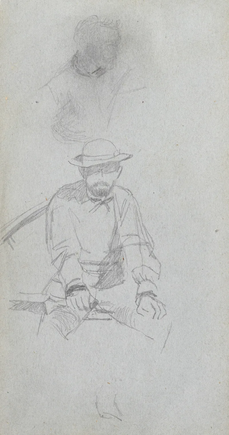Seated Male Figure And Figure In Profile