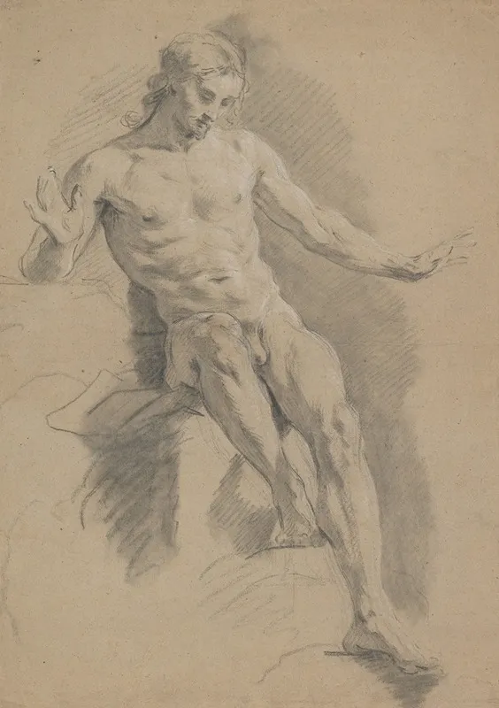 Seated Male Nude 13 Wall Art by Jean Restout the Younger - High-Resolution Digital Print