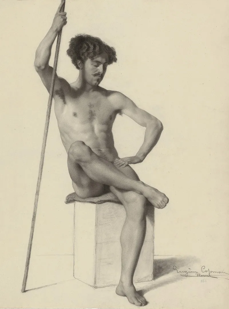 Seated Male Nude 20 Wall Art by Eugène Jean Copman - High-Resolution Digital Print