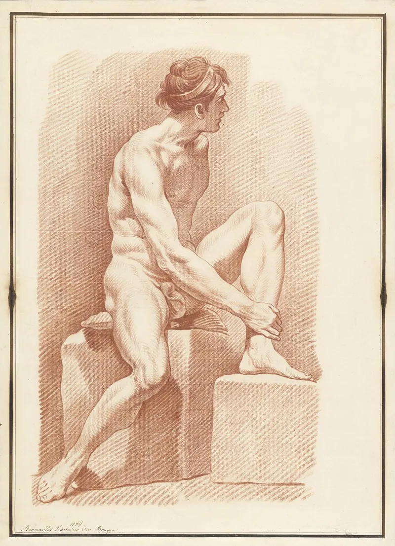 Seated Male Nude 25 Wall Art by Jean-Bernard Duvivier - High-Resolution Digital Print
