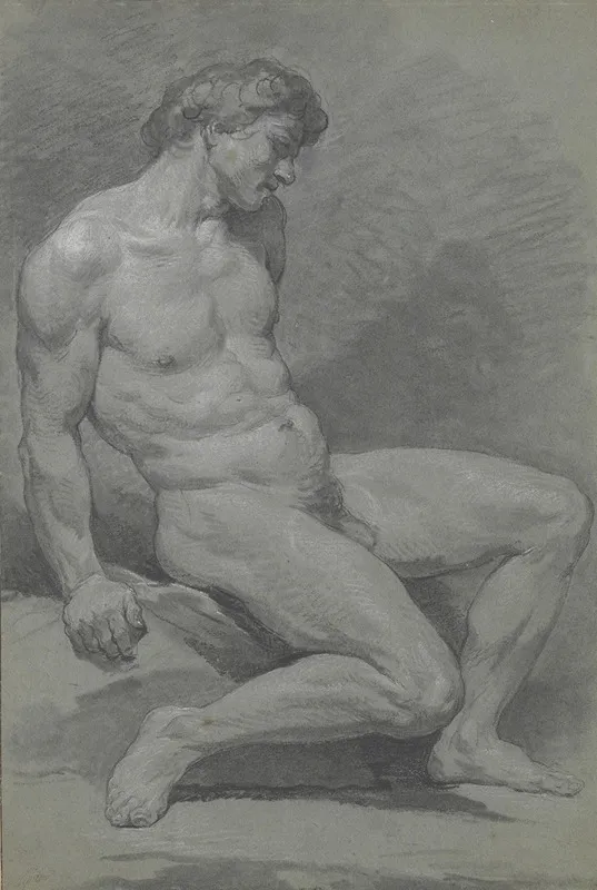 Seated Male Nude Facing Right