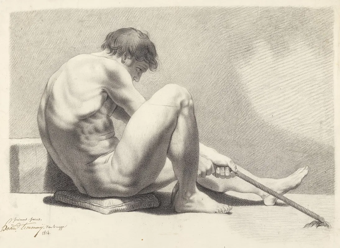 Seated Male Nude With A Rope Wall Art by Henri Timmerij  - High-Resolution Digital Print