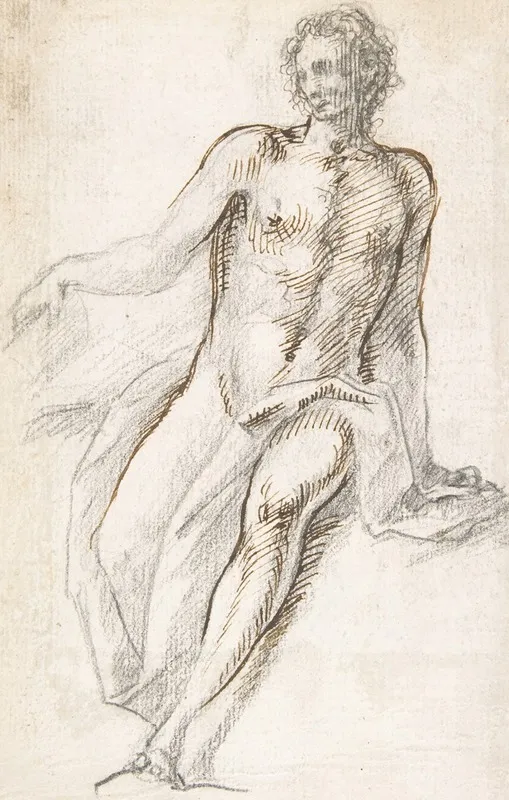 Seated Male Nude With Open Book