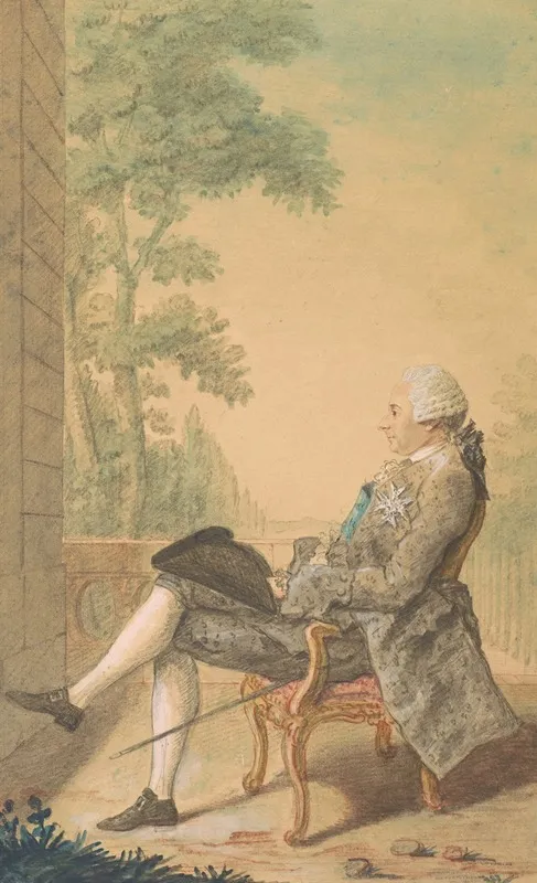 Seated Man With A Sword And A Hat On His Knee