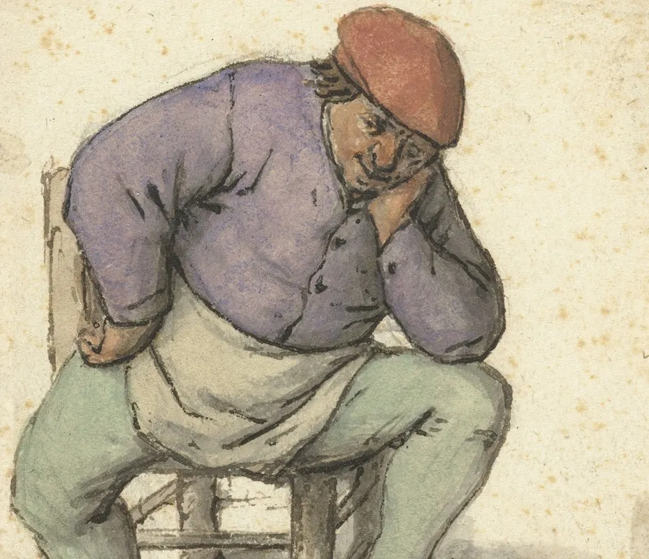 Seated Man With His Left Foot On A Stove Wall Art by Adriaen van Ostade - High-Resolution Digital Print