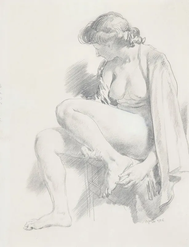 Seated Nude 13 Wall Art by William Orpen - High-Resolution Digital Print