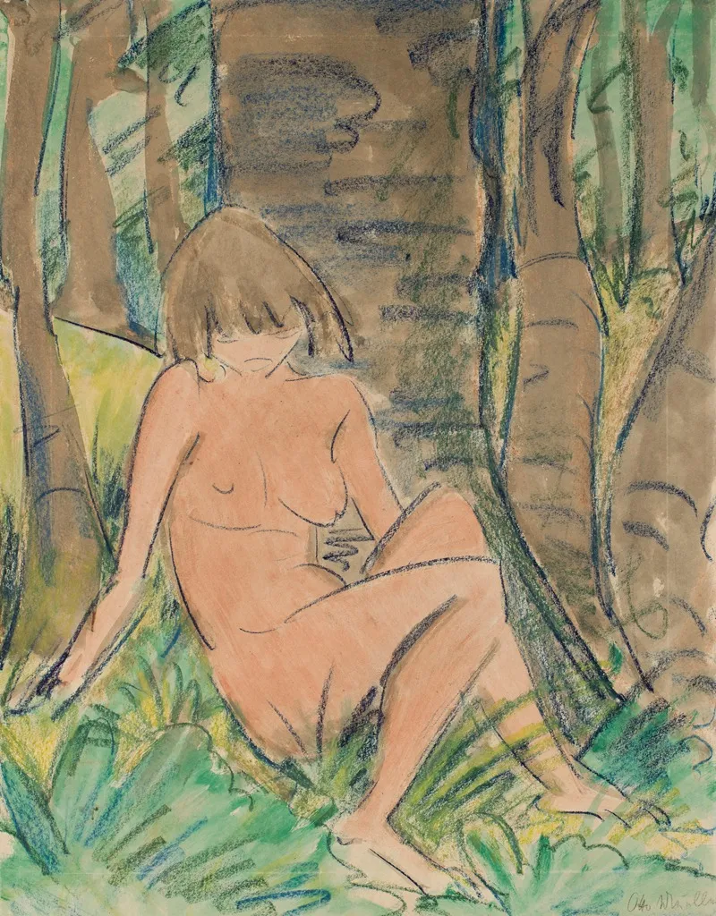 Seated Nude 30 Wall Art by Otto Mueller - High-Resolution Digital Print