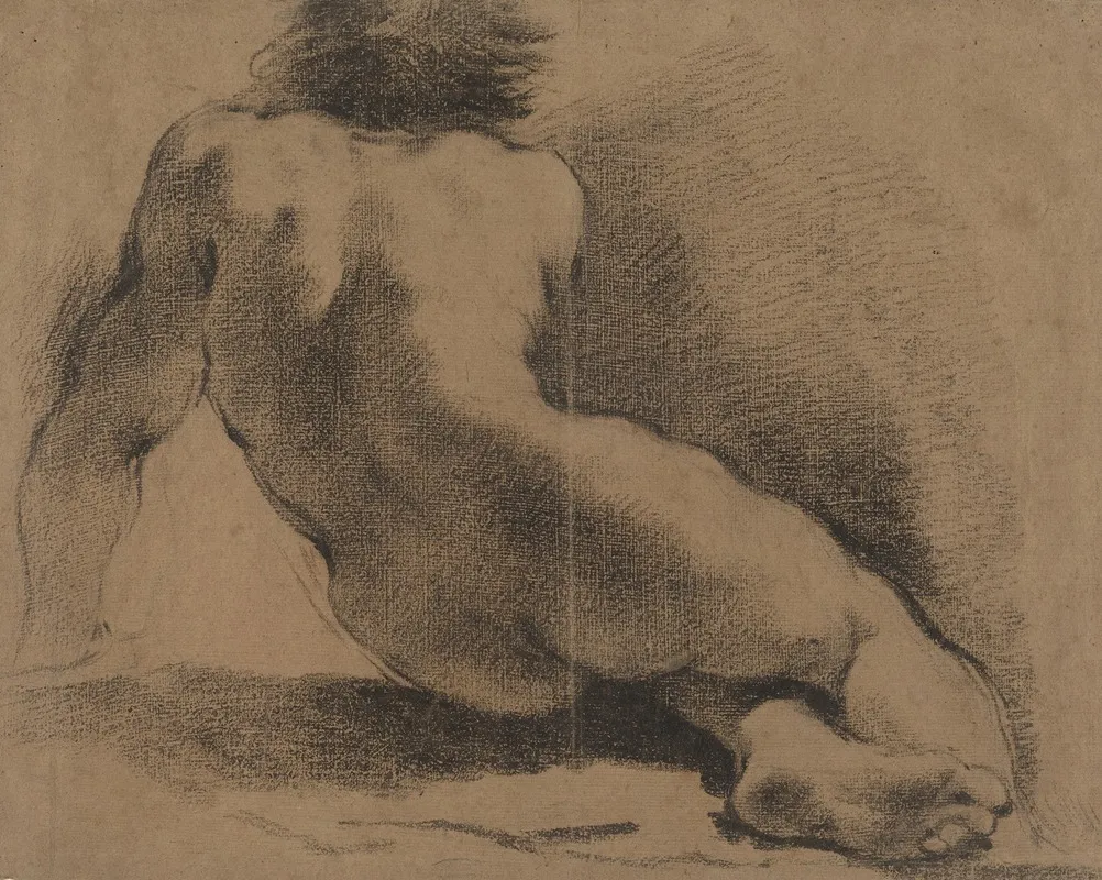 Seated Nude Boy Seen From The Back Wall Art by Guercino - High-Resolution Digital Print