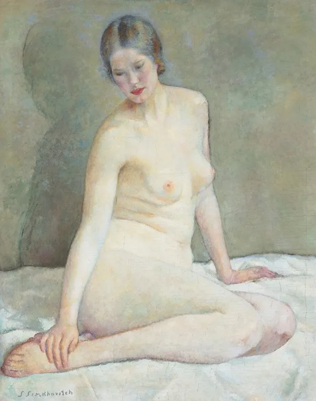 Seated Nude Elsa Wall Art by Simkha Simkhovitch - High-Resolution Digital Print