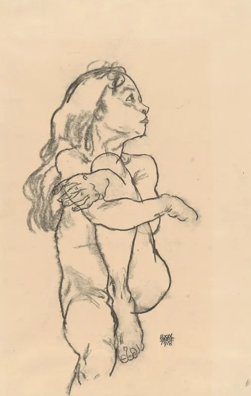 Seated Nude Girl Clasping Her Left Knee