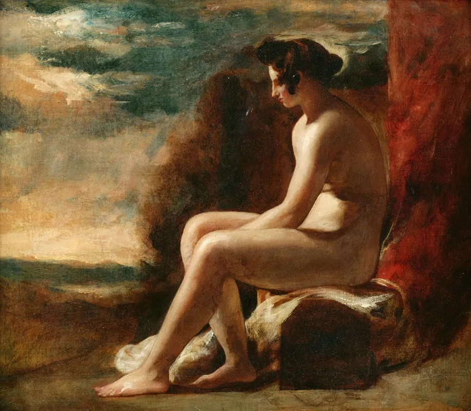 Seated Nude In A Landscape Wall Art by William Etty - High-Resolution Digital Print