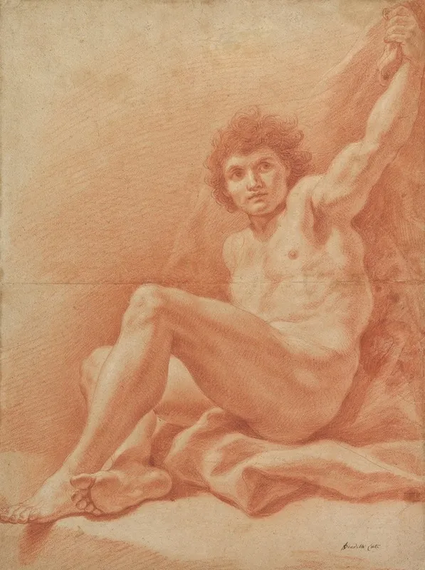 Seated Nude Male Figure Wall Art by Benedetto Luti - High-Resolution Digital Print